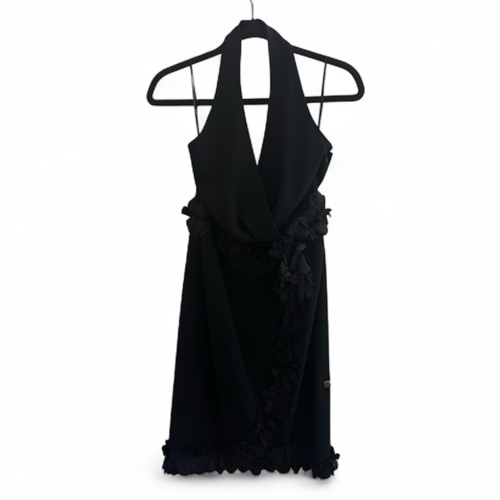 MOSCHINO Black Ruffle Halter Dress fits like a size 0